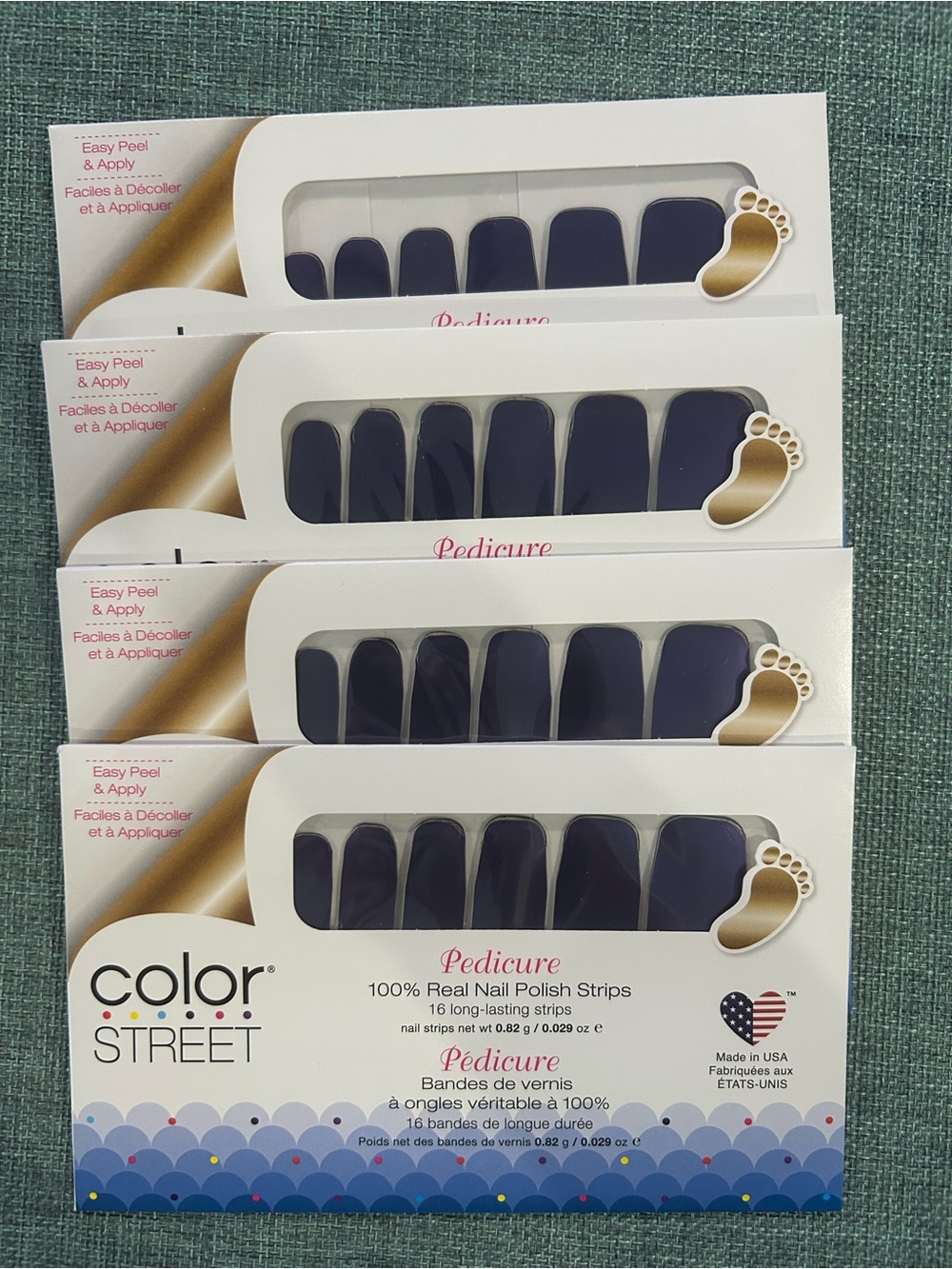 Color Street Evening Sky Pedicure Nail Polish Strips Lot of 4 NEW Retired